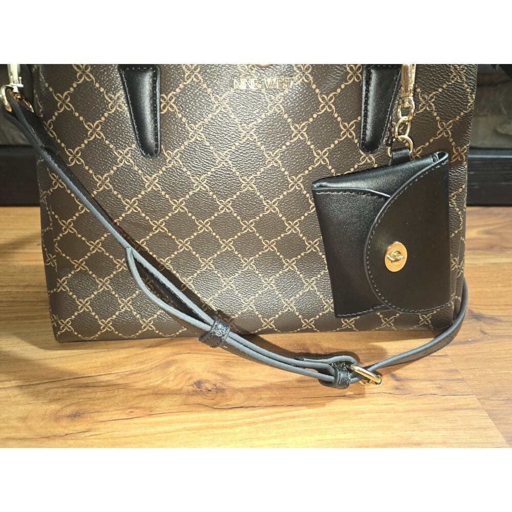 Nine West Women's Siera Satchel Bag Brown Black Crossbody - Picture 2 of 4